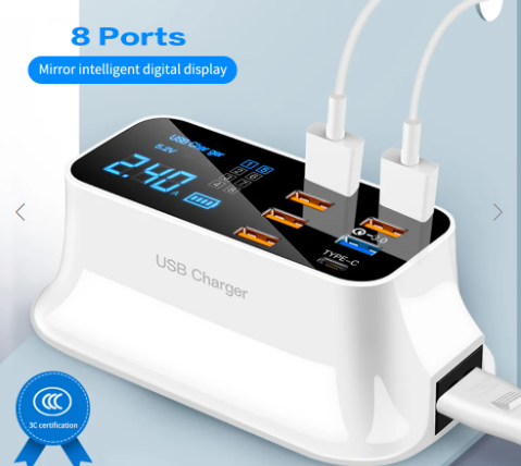 8 Ports Quick Charge 3.0 Led Display USB Charger_0