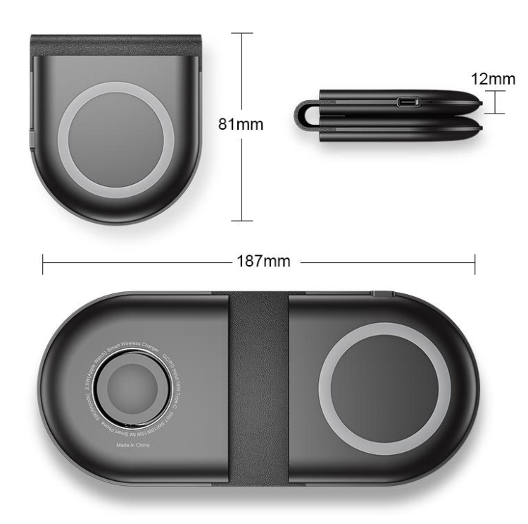 Three in one foldable wireless charger - Black_1